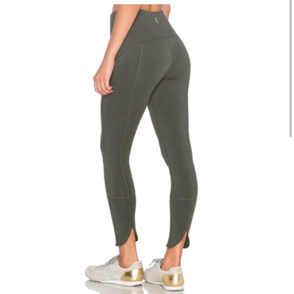 Free People FP Movement Virgo Cropped Tulip Hem Leggings Olive Green Size L